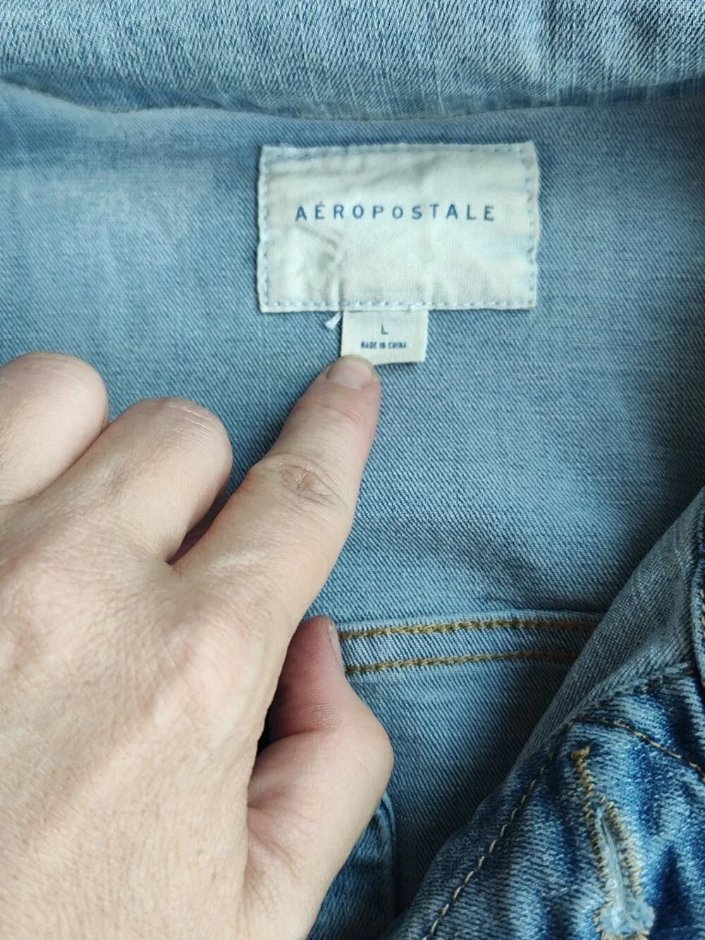 Aeropostale Men's Denim Jean Trucker Jacket Light Wash Size Large L Button Front